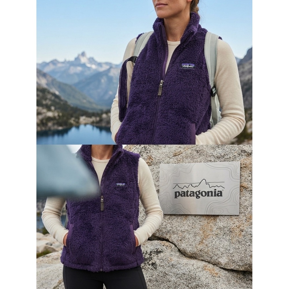 Patagonia‎ Los Gatos Fleece Vest Womens Medium Purple Full Zip 25215 FA14